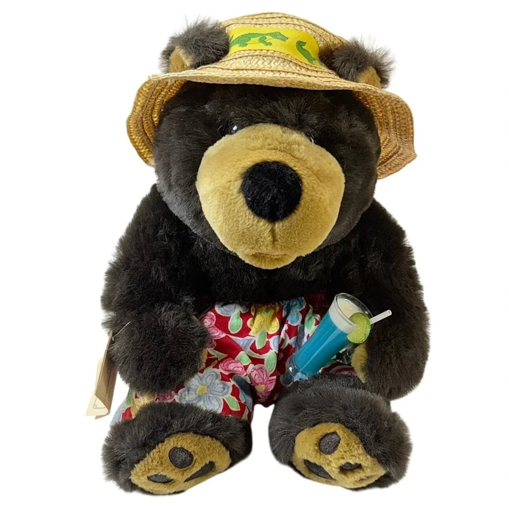 Florida Beach Bears Papa Bear Plush Stuffed Animal Tropical Hat Shorts‎ Drink